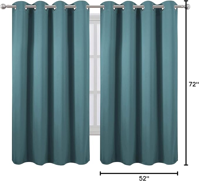 Sea Teal Thermal Blackout Curtains/52 x 72 Inch/Set of 2 Panels Room Darkening - Image 10