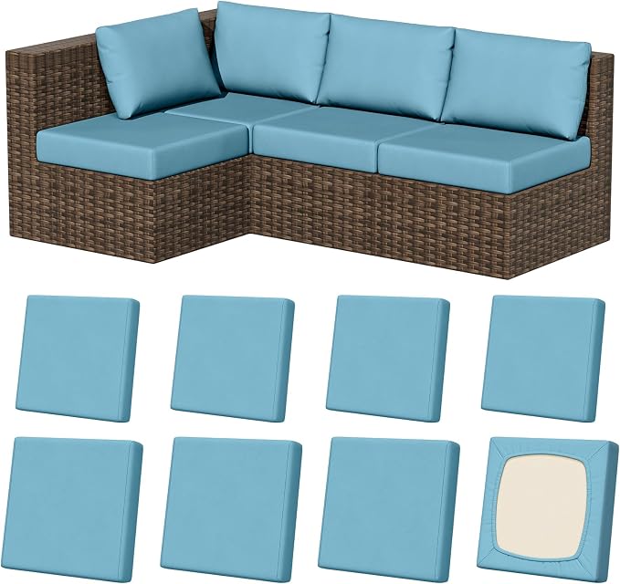 8Pcs Outdoor Cushion Covers, Stretch Patio Furniture Couch Chair Slipcovers | by VORSHAPE