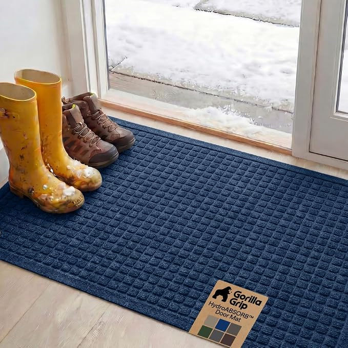 GORILLA GRIP® Ultra Absorbent Front Door Mat Outside Entrance, Traps Dirt and by Unknown