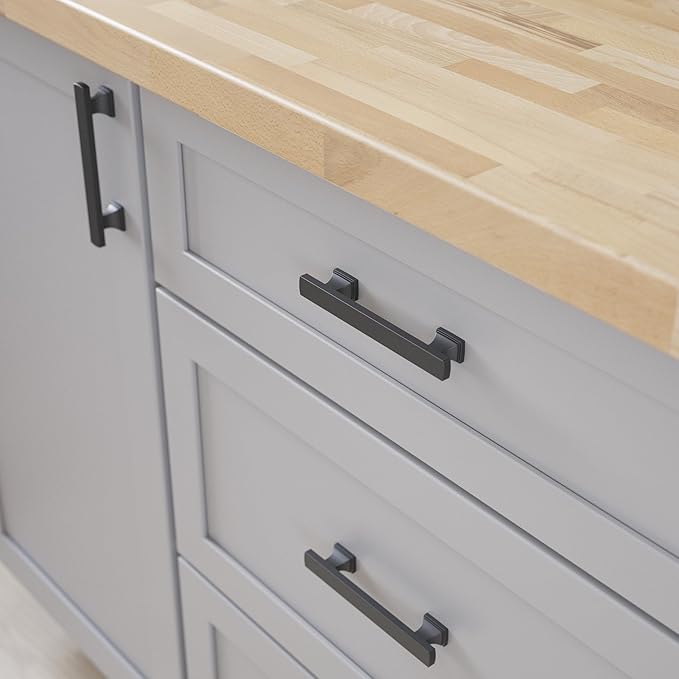 FRANKLIN BRASS Tiered Foot (10-Pack) Cabinet Handles 3-3/4" Hole Center Pulls | Matte Black Hardware Kitchen Door, Drawers, Dressers, Furniture P49573C-FB-B