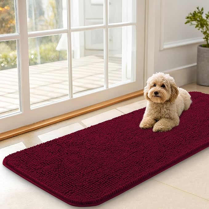 OLANLY Dog Door Mat for Muddy Paws 47x17, Super Absorbent Chenille Mud Mat | by OLANLY