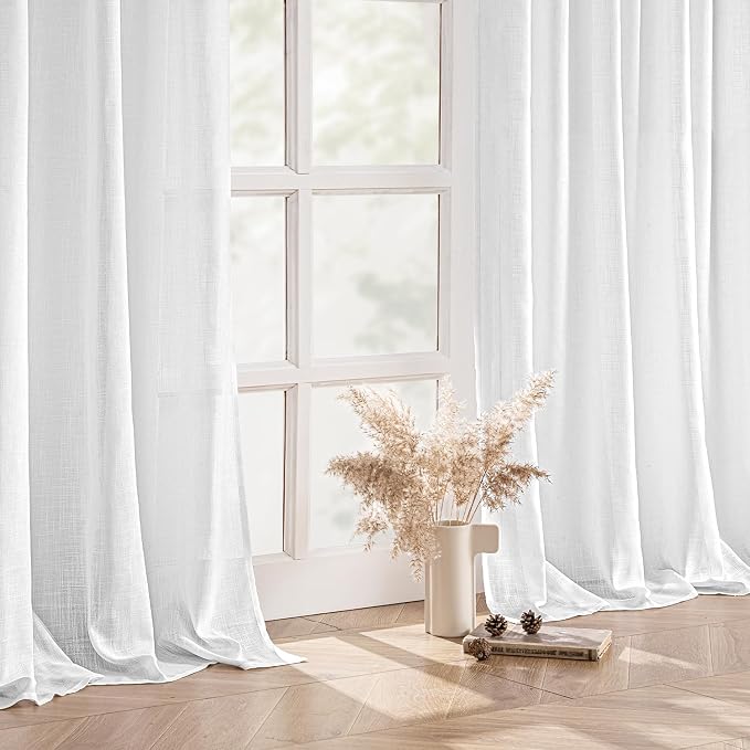 MIULEE White Linen Curtains 120 Inch Long 2 Panels - Image 5