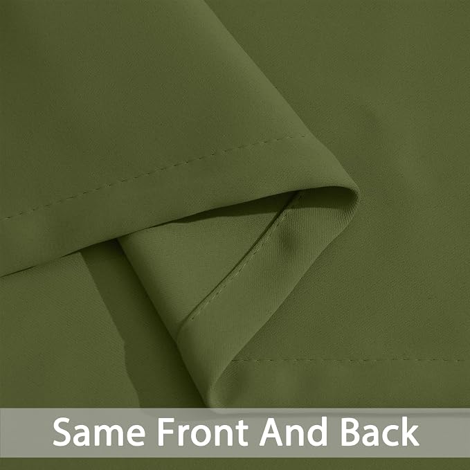 Yakamok Room Darkening Curtains 52x63 inch Length Olive Green-Living Room | 2 - Image 4