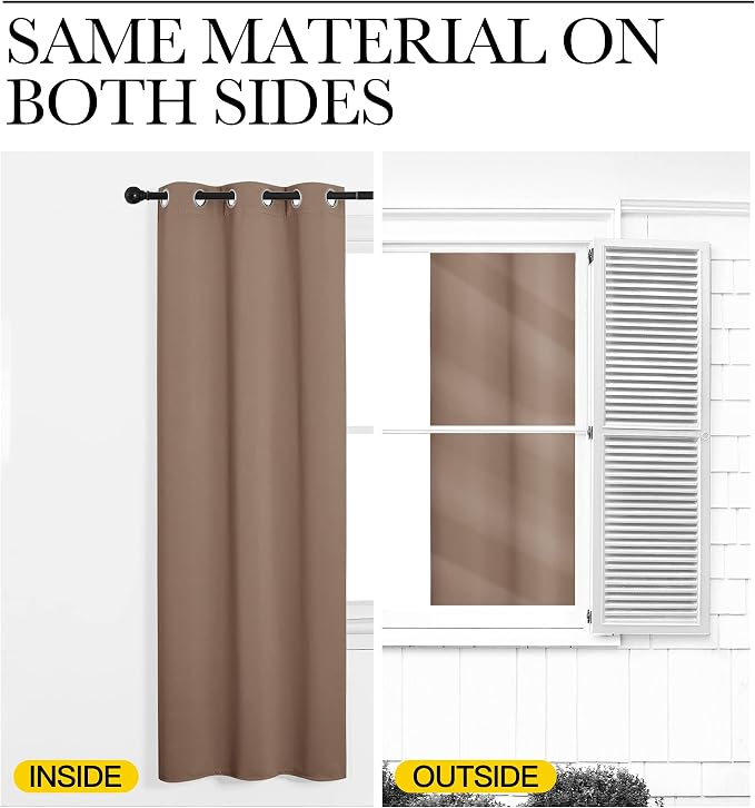 NICETOWN Cappuccino Small Window Kitchen Blackout Curtains, Thermal Insulated - Image 5