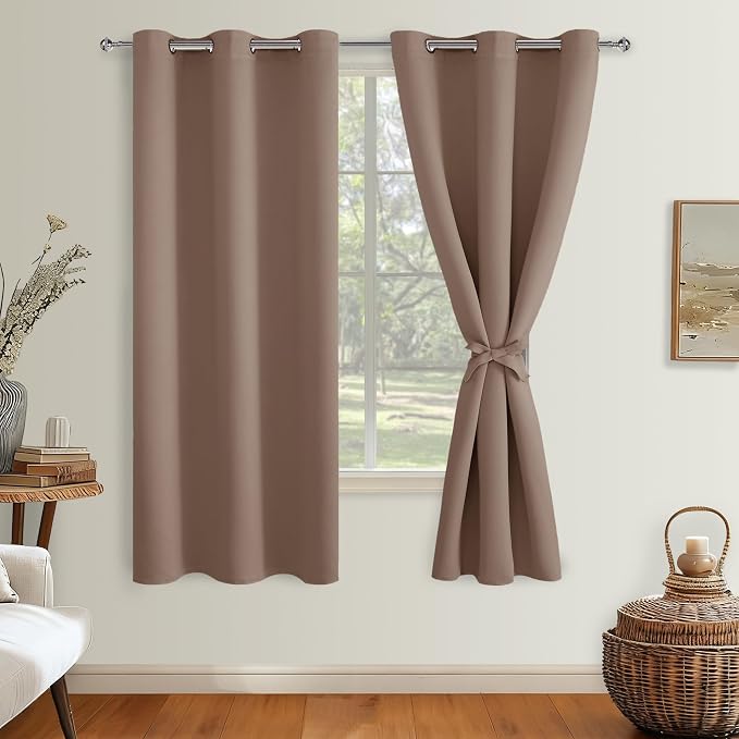 Blackout Curtains for Bedroom, 42 x 63 Inches Length, Cappuccino | Thermal - Image 8