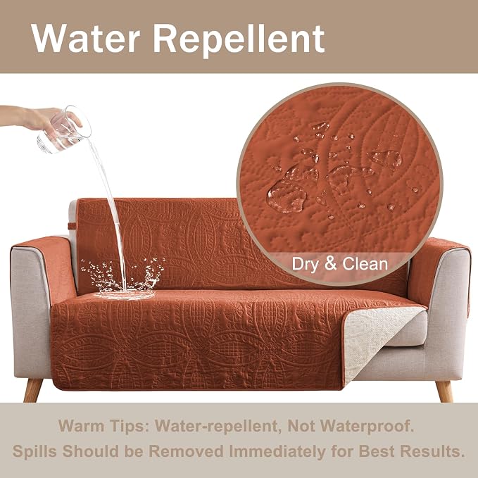 Orange Loveseat Covers for 2 Cushion Couch, Water-Repellent Covers for Love Seat - Image 3