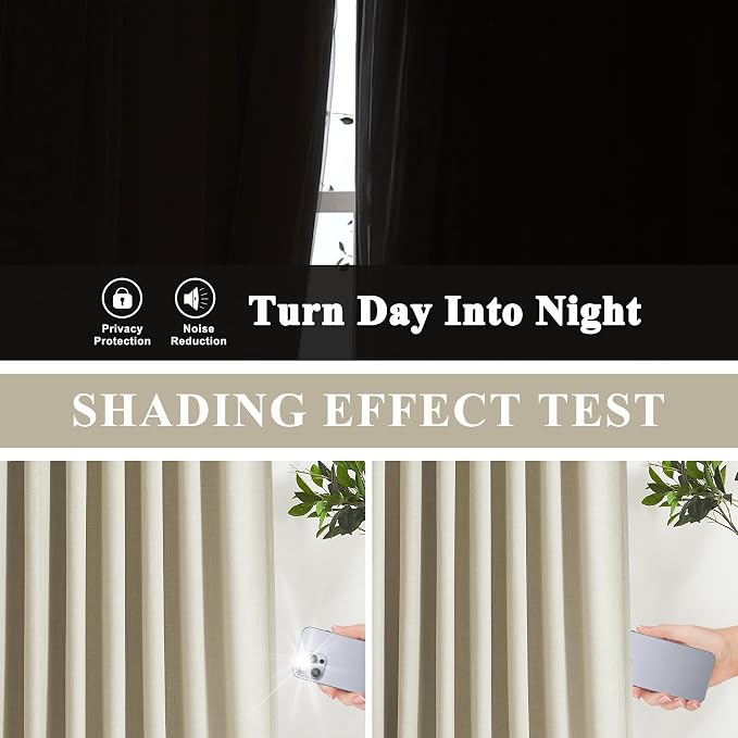 Vision Home Sand Pinch Pleated Full Blackout Curtains Linen Blended Room - Image 4