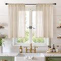 BGment 40 Inch Length Burlap Tan Linen Curtains by BGment