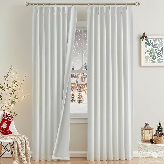 Vision Home White Pinch Pleated Full Blackout Curtains Thermal Insulated Window - Image 9