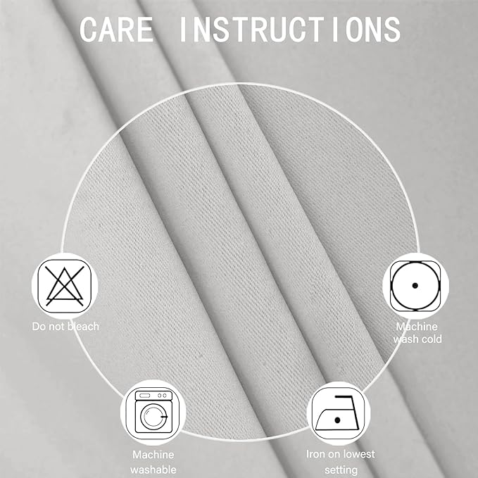 Blackout Curtains 66 x 54 Inch Long Light Grey Curtains Set of 2 Panels Room - Image 4