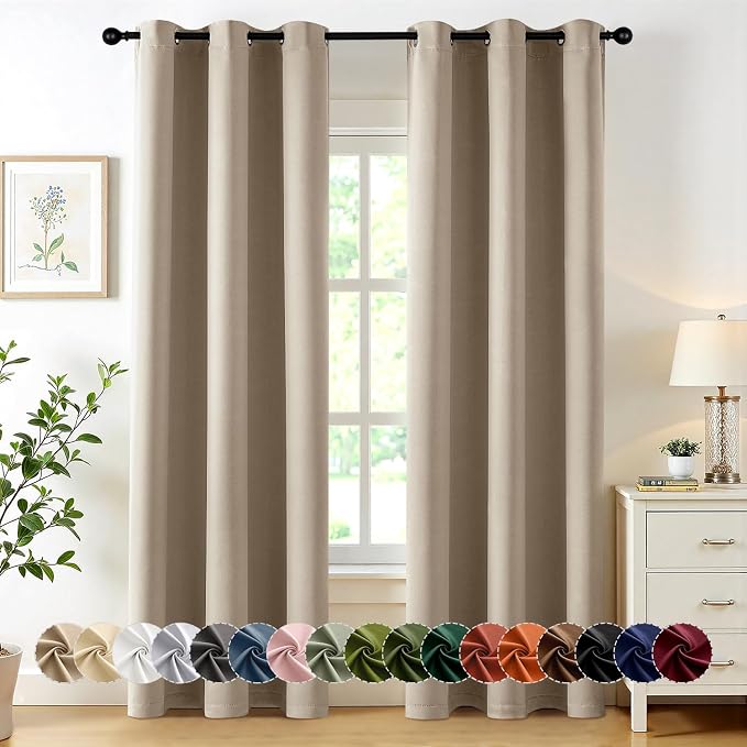 MIULEE Blackout Curtains for Bedroom 2 Panels 40 x 72 Inch Long Taupe | Thermal by MIULEE