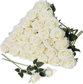 JUSTOYOU 30PCS Artificial Roses Silk Flowers in Bulk, Realistic White Fake Roses for Wedding Decorations, Home Decor, Centerpieces, Indoor Floral Arrangements