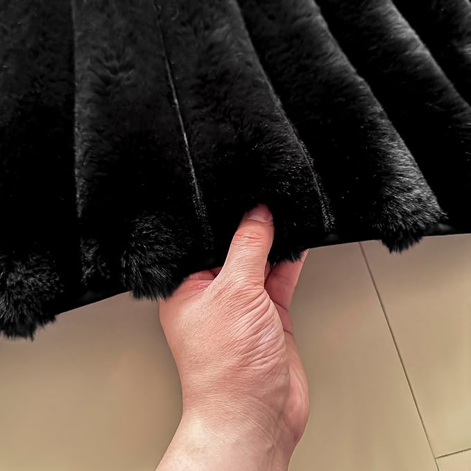 Black Rabbit Striped Plush Rug 2'x3', Fluffy Shaggy Area Rug - Image 3