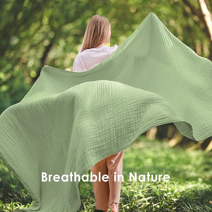 EMME Muslin Blankets for Adults Throw Blanket for Couch Breathable Gauze Soft - Image 4