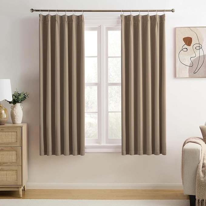 Short Pinch Pleated Blackout Curtains 72 Inch Long 2 Panels by KEQIAOSUOCAI