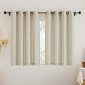 RYB HOME 45 inch Curtains - Linen Blend Semi Sheer Curtains Drapes Light Filtering Half Privacy Protected for Cabinet Closet French Door, Width 52 by Length 45 inch, 2 Panels Set, Beige