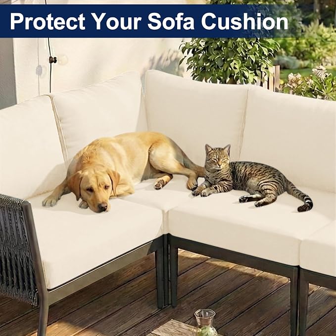 Smiry Waterproof Patio Cushion Covers, Stretch Outdoor Furniture Covers | Couch - Image 8