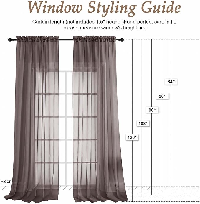 Chocolate Bedroom Curtains 2 Panel Sets 90 Inch Length, 59 Inch Extra Wide - Image 2