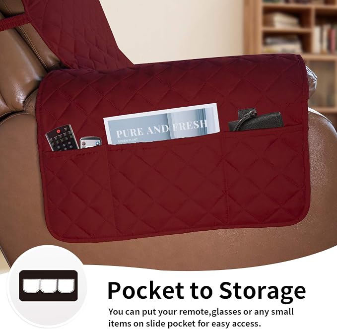 Easy-Going Reversible Couch Cover, Oversized Recliner, Christmas Red/Ivory | - Image 3