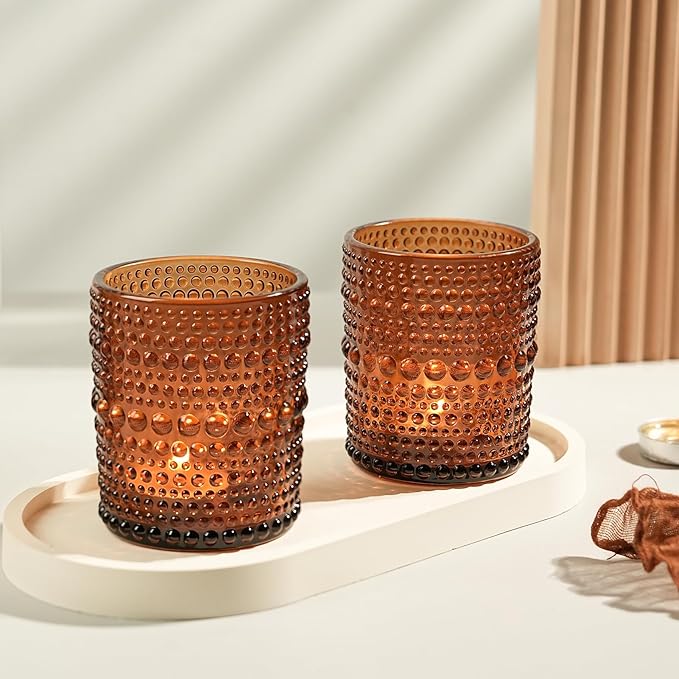 12pcs Votive Candle Holder for Wedding, 2.7 * 3.5in Large Amer Glass Tea Light Candle Holders Bulk, DIY Wax Filling Romance Tealight Candle Holders for Home Table & Christmas Thanksgiving (12)