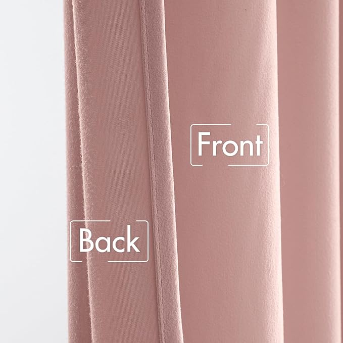 MIULEE Light Pink Velvet Curtains 52x96 inches Luxury Blackout Curtains | - Image 6