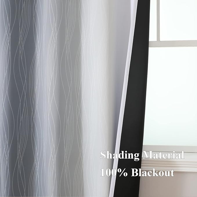 Grey and Greyish White Ombre Blackout Curtains - Image 5