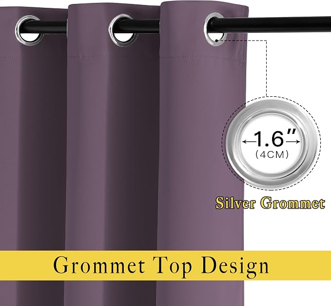 NICETOWN Plum Living Room Curtains 90 inches Long, Grommet Home Fashion Energy - Image 2