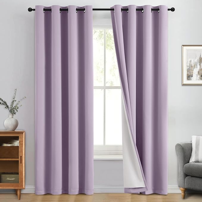 Yakamok Lilac 100% Blackout Curtains 84 Inches Long by Yakamok