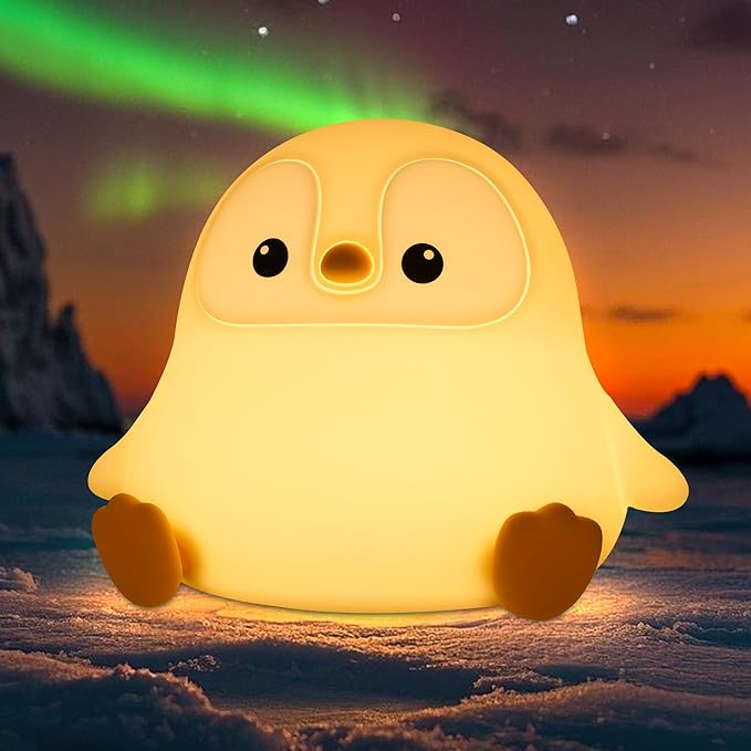 Penguin Gifts, Cute Penguin Night Light, Animal Silicone Nursery Lamp with Dimming and Timing Function, Cute Decor Lights