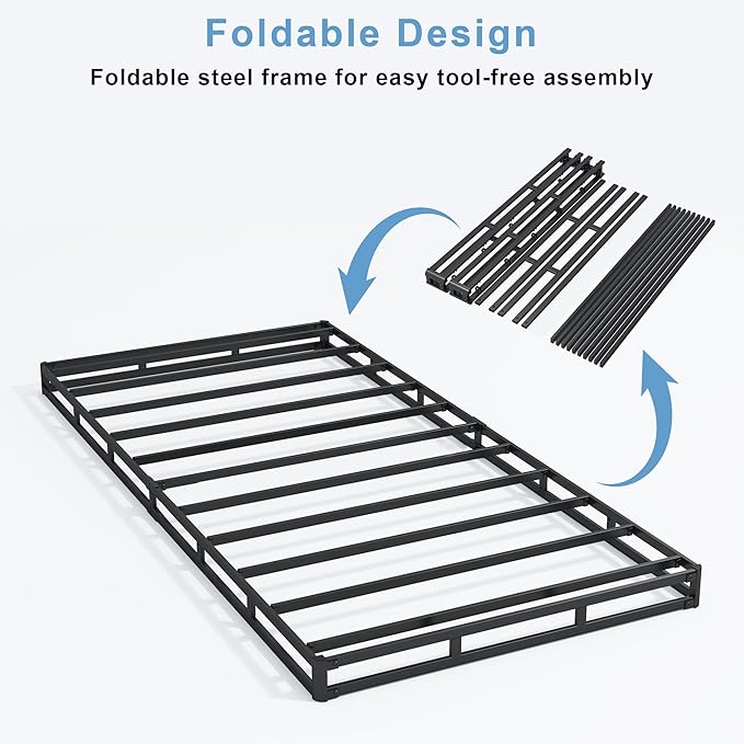 Low Profile Box Spring Twin,3 Inch Box Spring for Twin Size Bed,Heavy Duty Bed Base,Metal Mattress Foundation,Easy Assembly/Noise Free/Non Slip