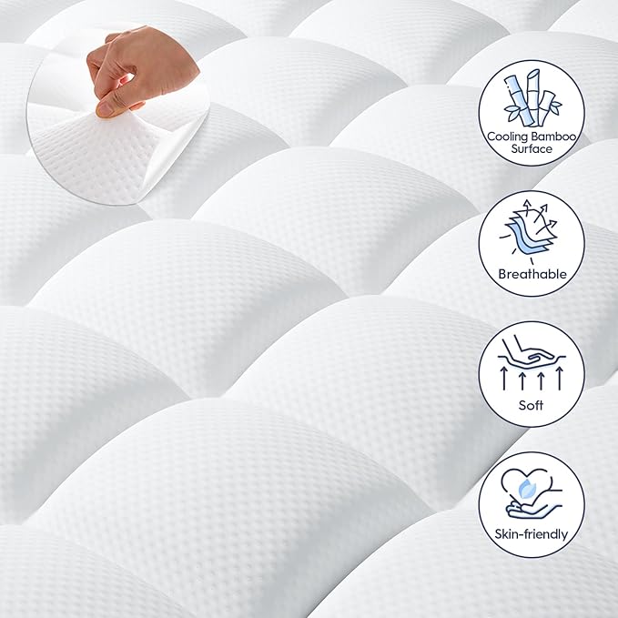 ELEMUSE Twin XL Size Dual Layer 3 Inch Memory Foam Mattress Topper for Pressure Relief, Breathable Pillow Top Mattress Pad with Deep Pocket, Enhanced Support, Non-Slip Design & Removable & Washable