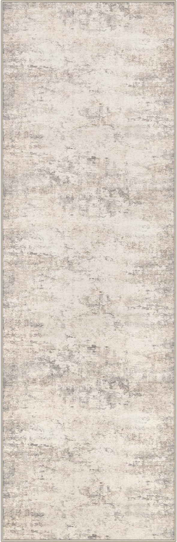 2.6x10 Washable Runner Rug:Modern Abstract Soft Carpet Brown Beige | by FXRHLP