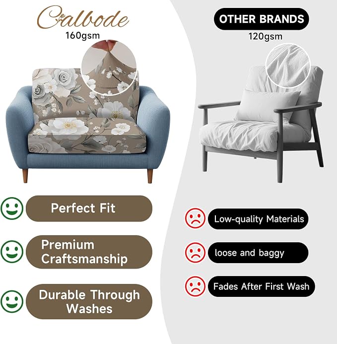 CALBODE 8Pcs Stretch Patio Cushion Cover, Vintage Floral Printed Couch & Sofa - Image 4