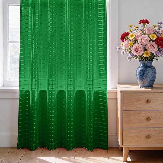 SpaceDresser Check Sheer Curtains 90 Inches Long - Image 3