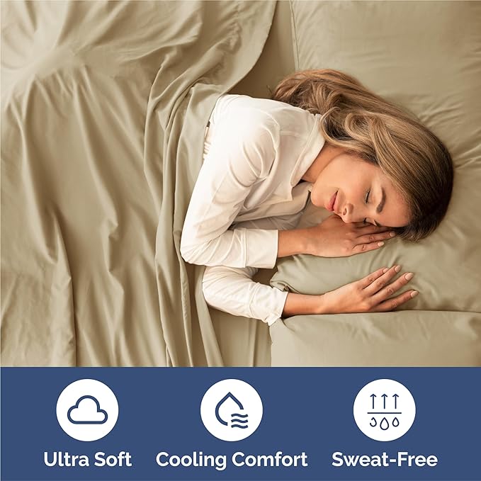 King 6 Piece Sheet Set - Comfy Breathable & Cooling - Ultra Soft Hotel Luxury Bedding Set with 8-16 Inch Deep Pockets - 1 Flat & 1 Fitted Sheet & 4 Pillowcases - Cozy, Wrinkle Free & Easy Care - Beige