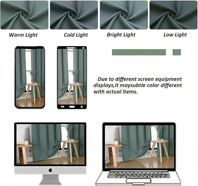 Simplebrand Dark Green Blackout Curtains - Image 8