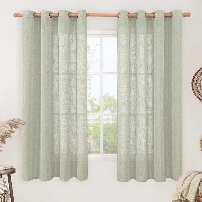 Sheer Linen Curtains 63 Inch Length by LAMIT