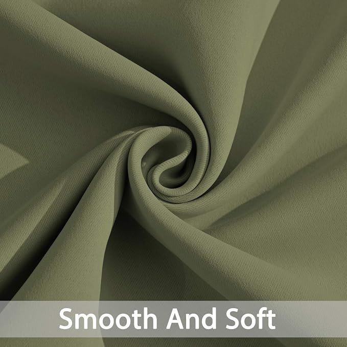 Yakamok Sage Green Room Darkening Curtains 84 inch Sliding Door Drapes | 1 - Image 4