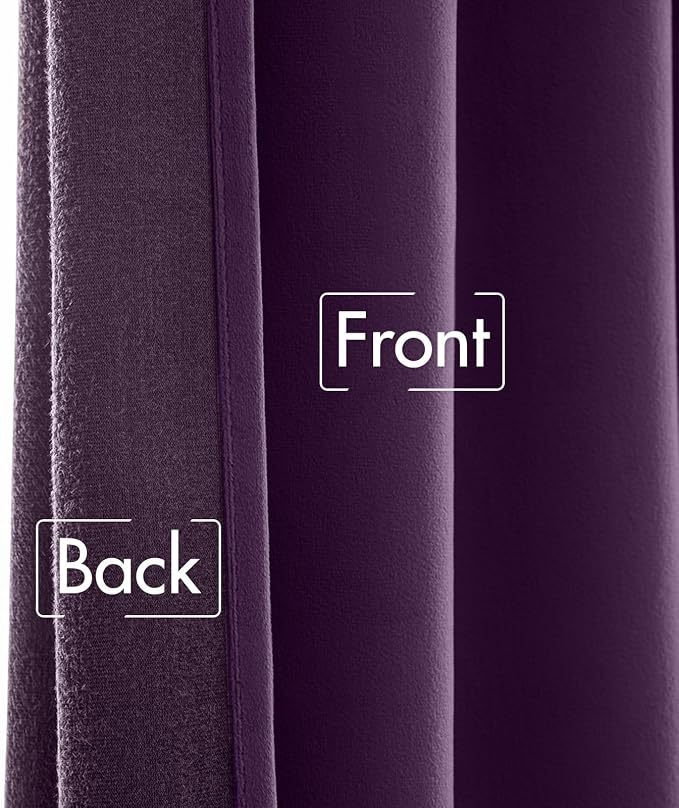 MIULEE Purple Velvet Curtains 52x90 inches Luxury Blackout Curtains | Thermal - Image 6