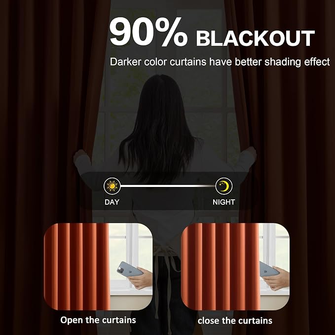 Long Copper Blackout Burnt Orange Curtains - Image 3