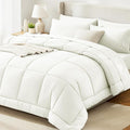 CozyLux King Size Comforter Set Ivory - 7 Pieces Bed in a Bag, Cream Off White Comforter King Size, Bedding Sets with All Season Quilted Comforter, Flat Sheet, Fitted Sheet, Pillowcases