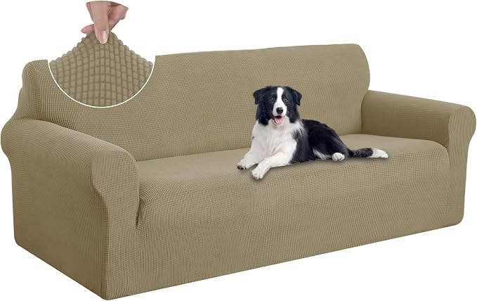 U-NICE HOME Oversized Stretch Couch Cover Slipcover, Sand | 3 Cushion Sofa by U-NICEHOME