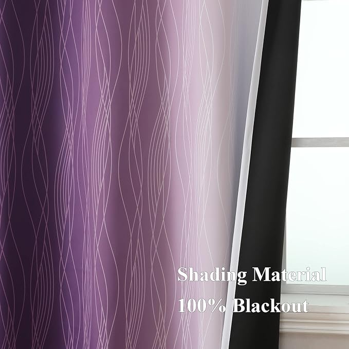 Purple and Greyish White Ombre Blackout Curtains - Image 5