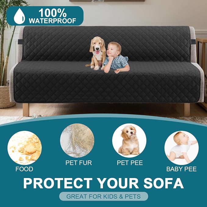 Turquoize 100% Waterproof Futon Cover Futon Slipcover Washable Armless Sofa Bed - Image 2