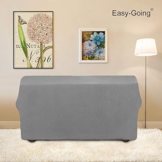 Easy-Going Stretch Loveseat Couch Covers Washable Light Gray | 1-Piece Loveseat - Image 4