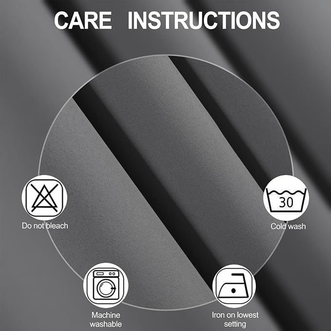 Blackout Curtains 52 x 120 Inch Long Frost Grey Curtains Set of 2 Panels Room - Image 4