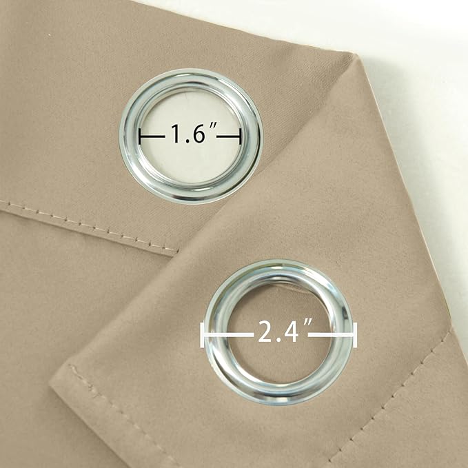 Blackout Curtains 66 x 54 Inch Long Beige Curtains Set of 2 Panels Room - Image 5