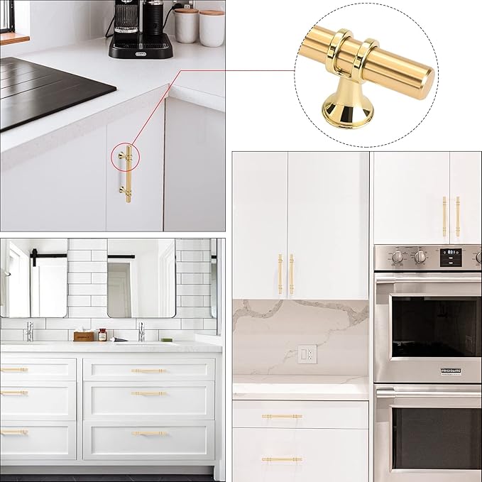 LONTAN 30 Pack Brushed Brass Cabinet Knobs Gold Dresser Knobs