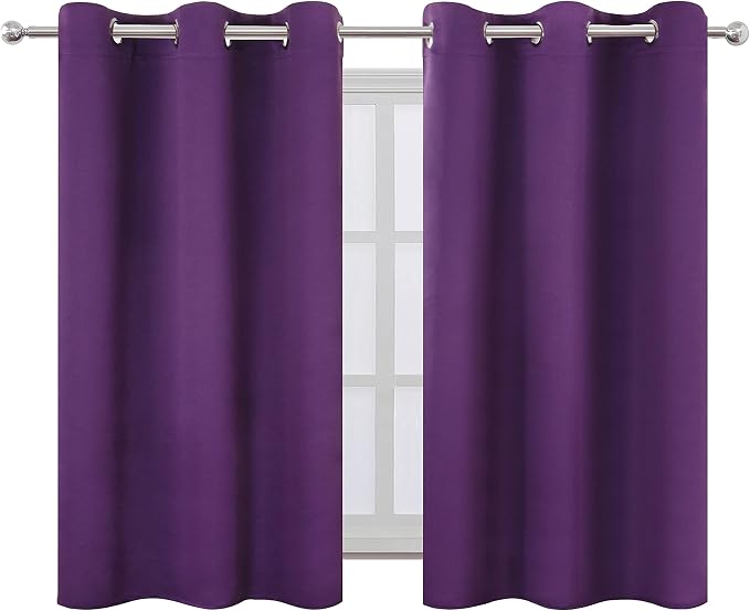 Purple Blackout Curtains 34 x 54 Inch Length/Set of 2 Curtain Panels/Thermal - Image 2