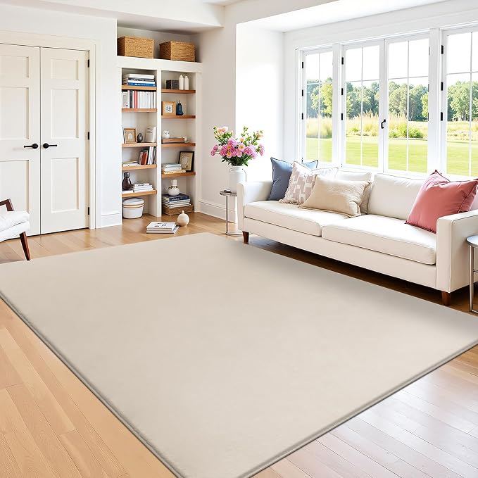 SHACOS Ultra Soft Faux Rabbit Fur Area Rug 5'x7', Non Slip Washable Padded by SHACOS